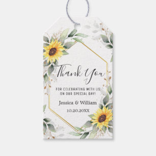 Elegant Sunflower Greenery Wedding Thank You Gift Tags