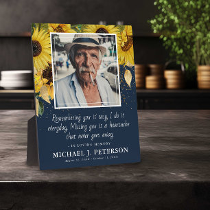 Elegant Sunflower In Loving Memory Keepsake Photo Plaque