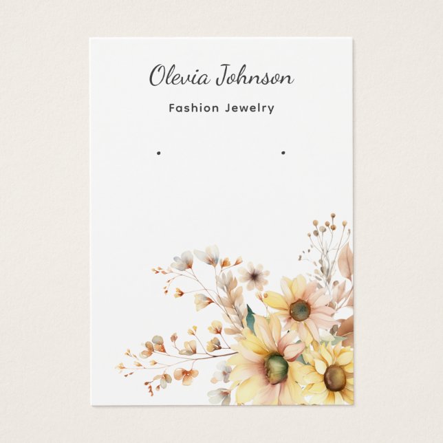 Elegant Sunflower Jewellery Earring Display Card (Front)