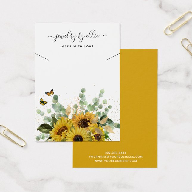 Elegant Sunflower Jewellery Necklace Display Card (Office)