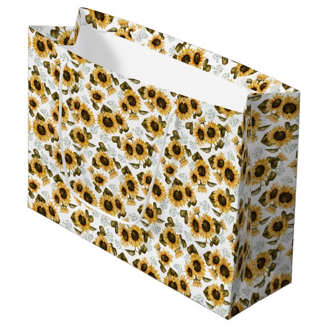 Elegant Sunflower Pattern Large Gift Bag (Front Angled)