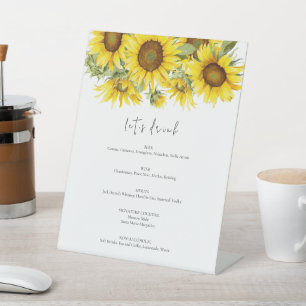 Elegant Sunflower Summer Wedding  Pedestal Sign
