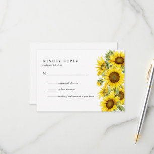 Elegant Sunflower Summer Wedding RSVP Card