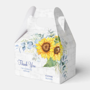 Elegant Sunflower Wall Brick Floral Birthday Favour Box