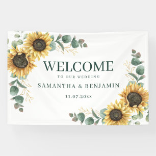 Elegant Sunflower Watercolor Wedding Custom Banner