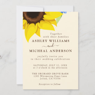 Elegant Sunflower Wedding Invitation With Photo