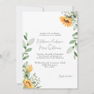 Elegant Sunflower Wedding No Parents Invitation