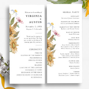 Elegant Sunflower Wedding Programme