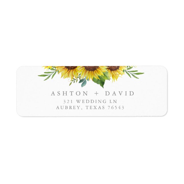 Elegant Sunflower Wedding Return Address (Front)