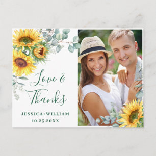 Elegant Sunflower Wedding Rustic Thank You PHOTO Postcard
