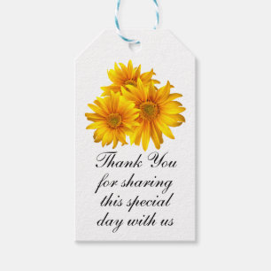 Elegant Sunflower Wedding Thank You Yellow Floral Gift Tags