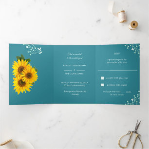 Elegant Sunflower Wedding Tri-Fold Invitation