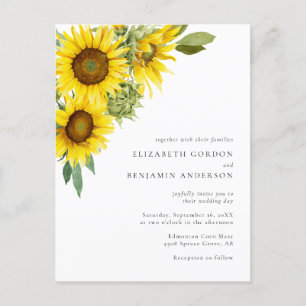 Elegant Sunflower Wedding Watercolor Floral Fall I Postcard