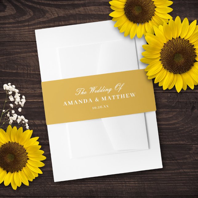 Elegant Sunflower Yellow Summer Autumn Wedding  Invitation Belly Band (Creator Uploaded)