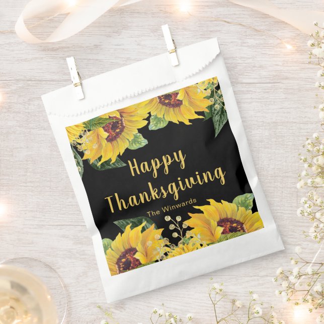 Elegant Sunflowers and Foliage Thanksgiving Party Favour Bags (Clipped)