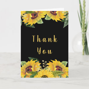Elegant Sunflowers and Foliage Thanksgiving Party Thank You Card