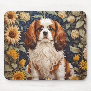 Elegant Sunflowers Cavalier King Charles Spaniel Mouse Pad