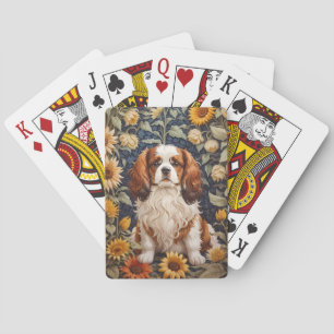 Elegant Sunflowers Cavalier King Charles Spaniel  Playing Cards
