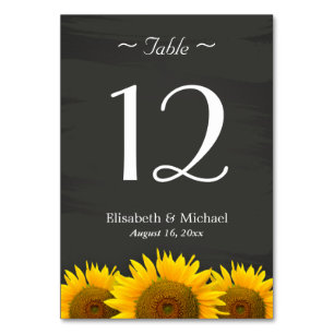 Elegant Sunflowers Chalkboard Wedding Table Number