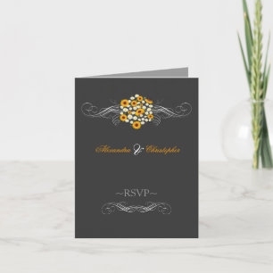 Elegant Sunflowers Daisies Bouquet RSVP Invitation
