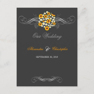 Elegant Sunflowers & Daisies Bouquet Wedding Invitation