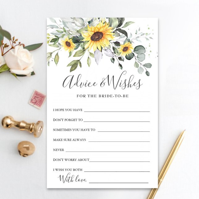 Elegant Sunflowers Eucalyptus Advice & Wishes Card (Creator Uploaded)