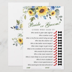 Elegant Sunflowers Eucalyptus Bridal Shower Game