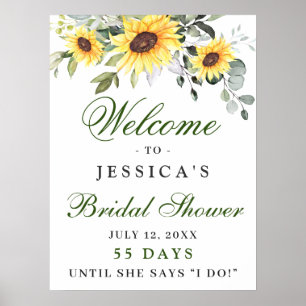 Elegant Sunflowers Eucalyptus Bridal Shower Poster