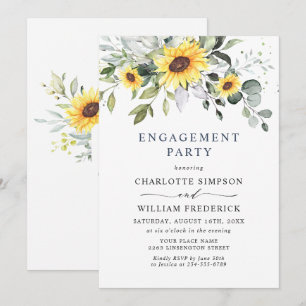 Elegant Sunflowers Eucalyptus ENGAGEMENT  PARTY Invitation