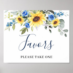 Elegant Sunflowers Eucalyptus Favours Wedding Sign