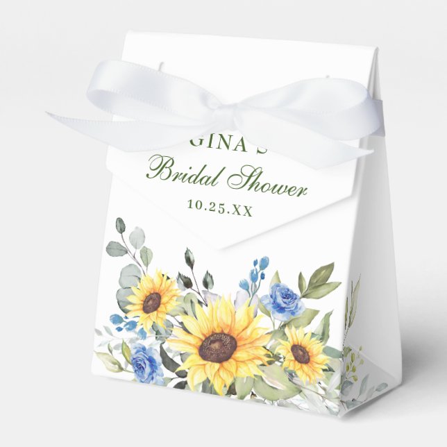 Elegant Sunflowers Eucalyptus Floral Bridal Shower Favour Box (Front Side)
