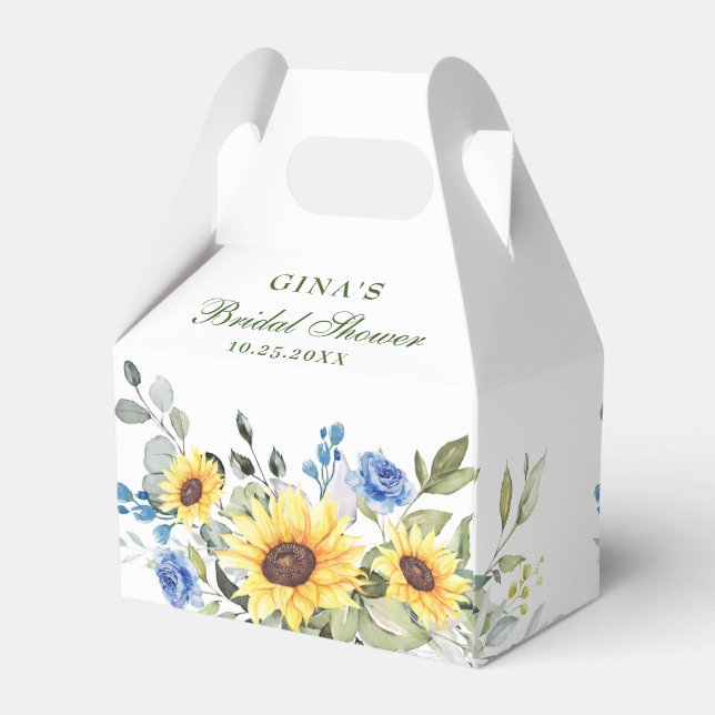 Elegant Sunflowers Eucalyptus Floral Bridal Shower Favour Box (Back Side)