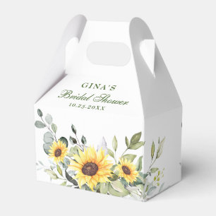 Elegant Sunflowers Eucalyptus Floral Gift Favour Box