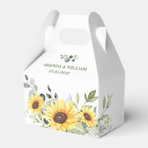 Elegant Sunflowers Eucalyptus Floral Gift Wedding Favour Box