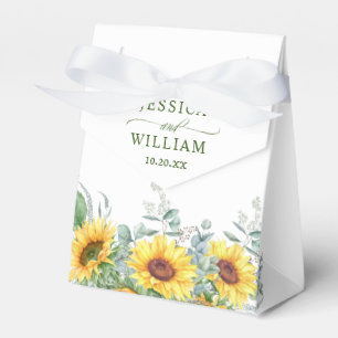 Elegant Sunflowers Eucalyptus Floral Gift Wedding Favour Box