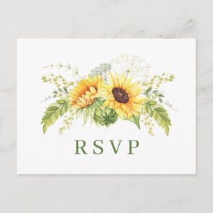 Elegant Sunflowers Eucalyptus Floral Wedding RSVP Postcard
