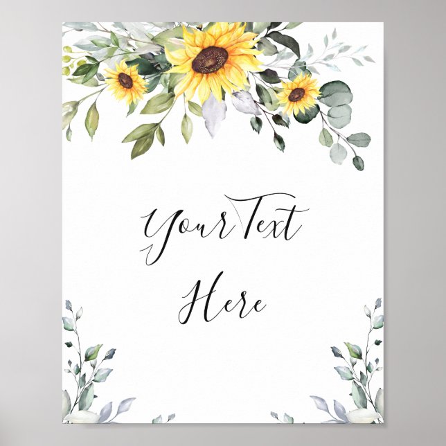 Elegant Sunflowers Eucalyptus Greenery Custom Poster (Front)