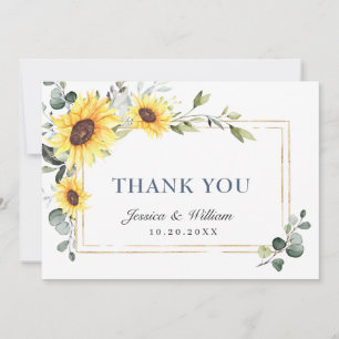 Elegant Sunflowers Eucalyptus Greenery Thank You Card