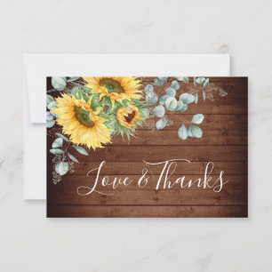 Elegant Sunflowers Eucalyptus Greenery Thank You Card