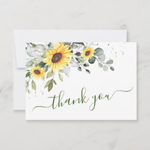 Elegant Sunflowers Eucalyptus Greenery Thank You Card