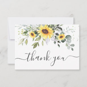 Elegant Sunflowers Eucalyptus Greenery Thank You Card