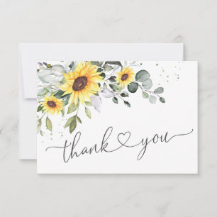 Elegant Sunflowers Eucalyptus Greenery Thank You Card