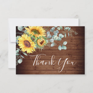 Elegant Sunflowers Eucalyptus Greenery Thank You Card