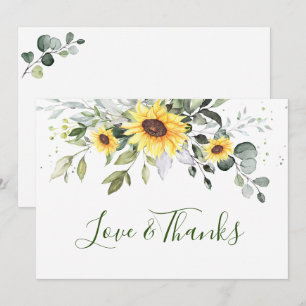 Elegant Sunflowers Eucalyptus Greenery Thank You Card