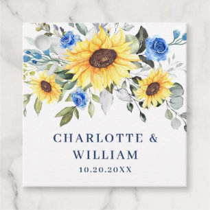 Elegant Sunflowers Eucalyptus Greenery Wedding Fav Favour Tags