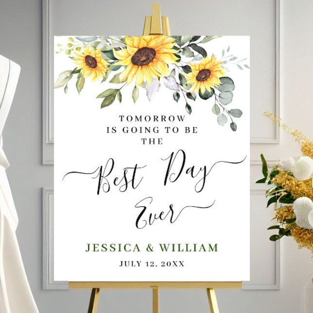 Elegant Sunflowers Eucalyptus Rehearsal Dinner Poster (Creator Uploaded)