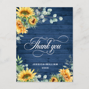 Elegant Sunflowers Eucalyptus RusticThank You Postcard