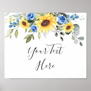 Elegant Sunflowers Eucalyptus Wedding Custom Sign