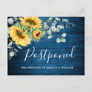 Elegant Sunflowers Eucalyptus Wedding Postponed Postcard