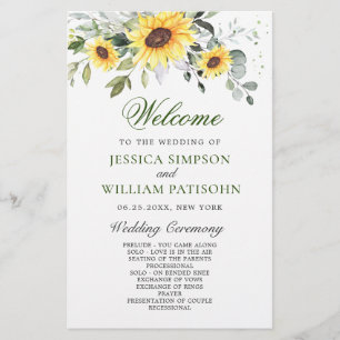 Elegant Sunflowers Floral Wedding Ceremony Program